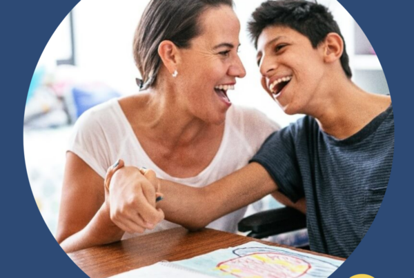 Mum and boy smiling