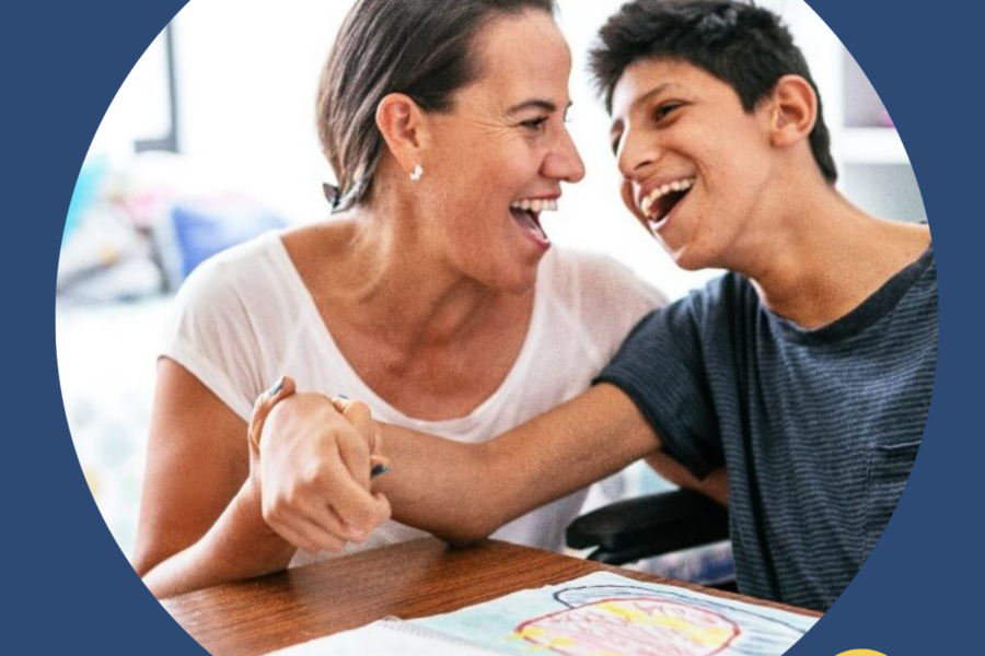 Mum and boy smiling