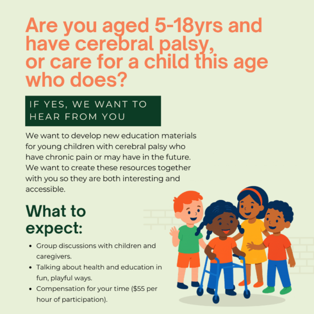 CP Pain Education Study Co-designing pain education for children with CP aged 5-12 years